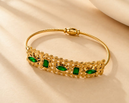 Green Stone Woven Cuff