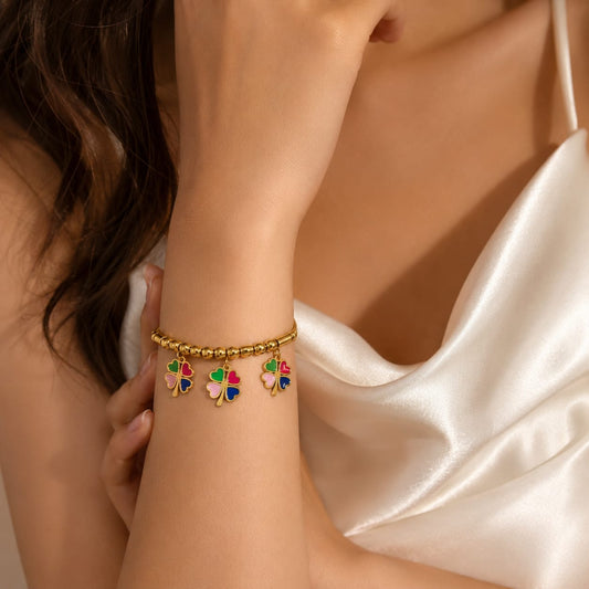 Colorful Clover Charm Bracelet