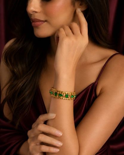 Green Stone Woven Cuff