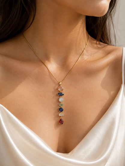 Multi-Stone Drop Necklace