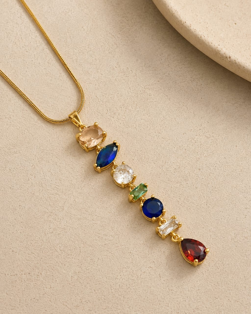 Multi-Stone Drop Necklace