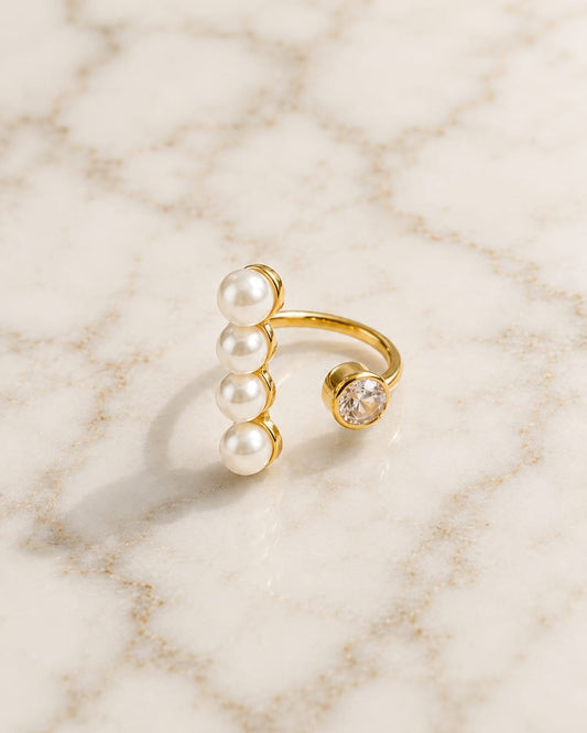 Pearls & Crystal Solitaire Ring