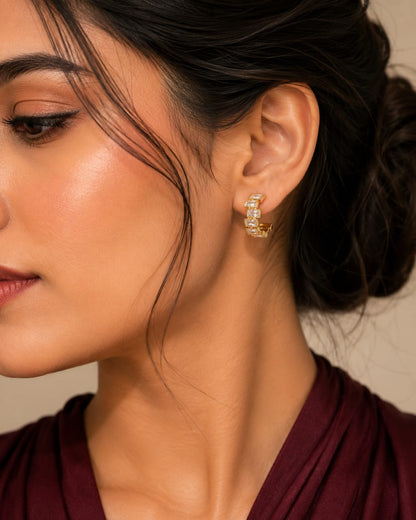Baguette Crystal Hoop Earrings