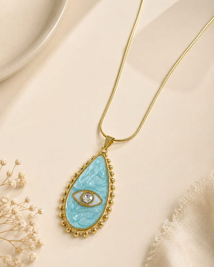 Aqua Evil Eye Pendant Necklace