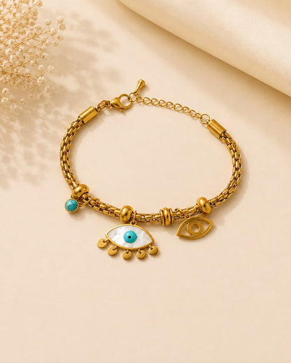 Evil Eye Mesh Charm Bracelet