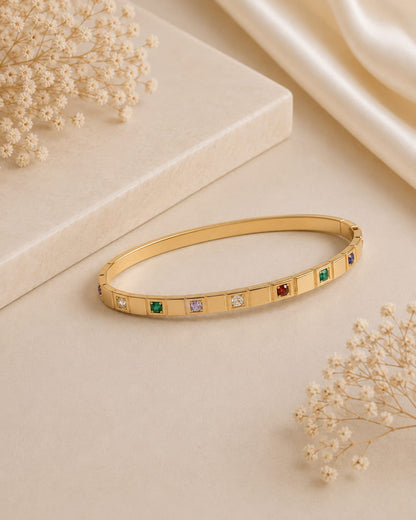 Multi-Color Square Stone Bangle
