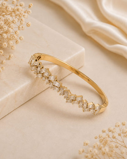 Golden Crystal Cluster Cuff Bracelet
