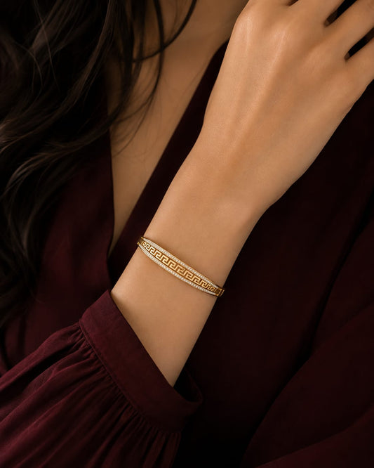 Greek Key Crystal Bangle (Kids Size)