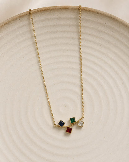 Multicolor Square Crystal Bar Necklace