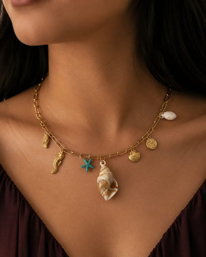 Oceanic Treasure Shell Charm Necklace