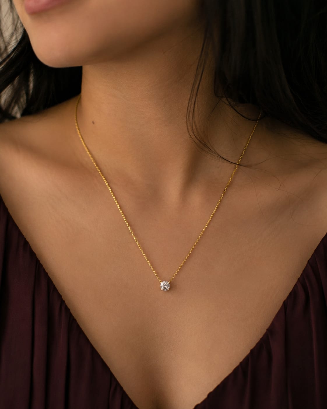 Solitaire Crystal Pendant Necklace
