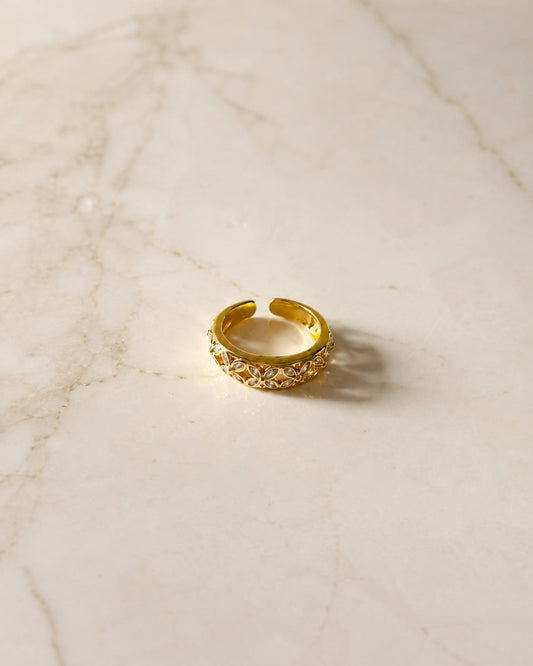 Floral Marquise Band Adjustable Ring