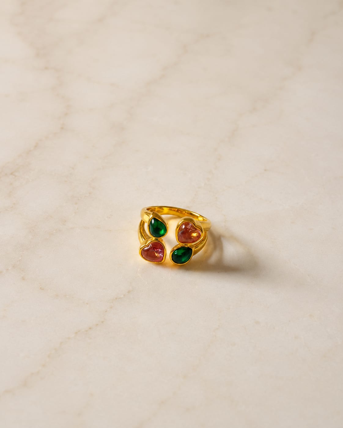 Multicolor Heart Wrap Adjustable Ring