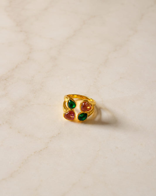 Multicolor Heart Wrap Adjustable Ring