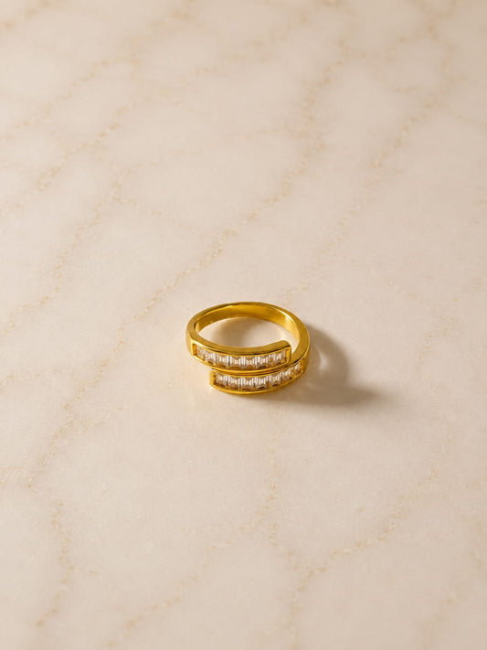 Baguette Bypass Wrap Adjustable Ring