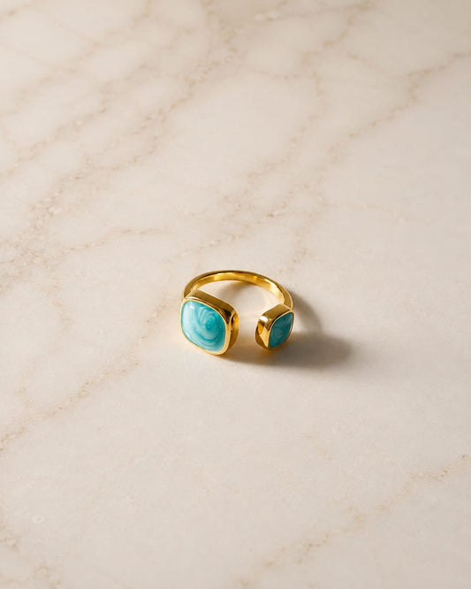 Aqua Swirl Cushion Bypass Ring