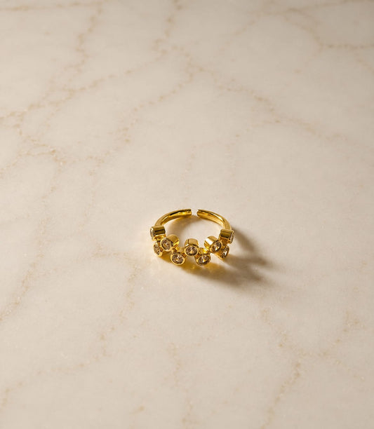 Crystal Bubble Cluster Adjustable Ring