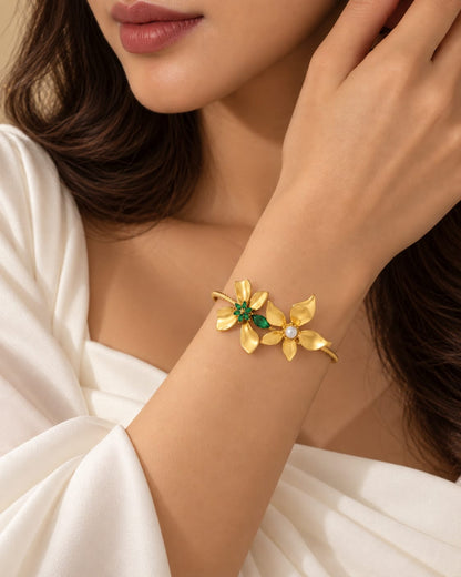 Twin Flower Statement Bracelet