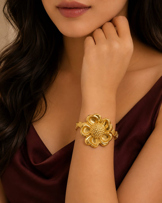 Big Flower Statement Cuff Bracelet