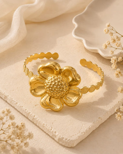 Big Flower Statement Cuff Bracelet