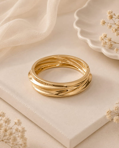 Golden Wavy Twist Bangle Bracelet