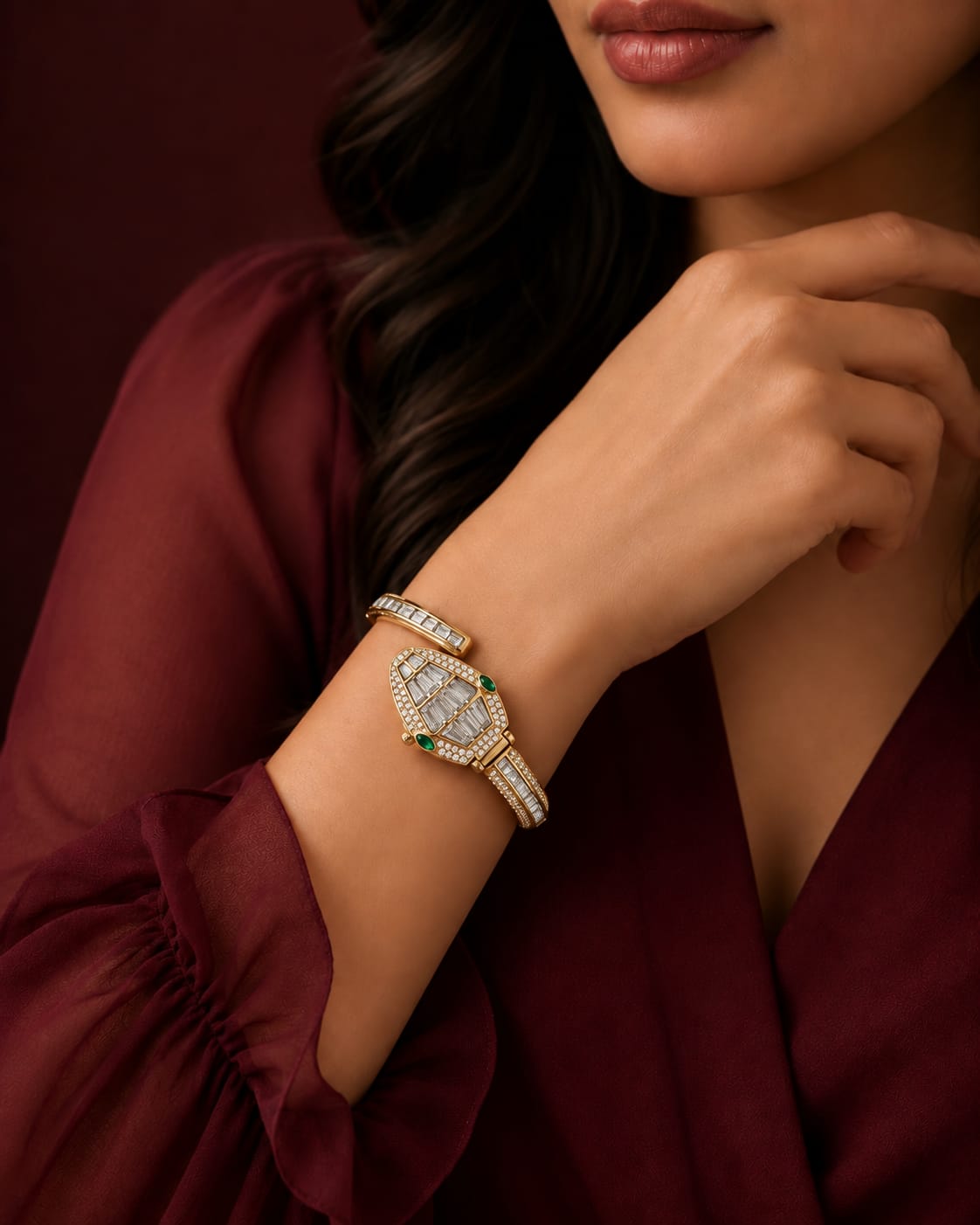 Crystal Serpent Crystal Gold Wrist Watch