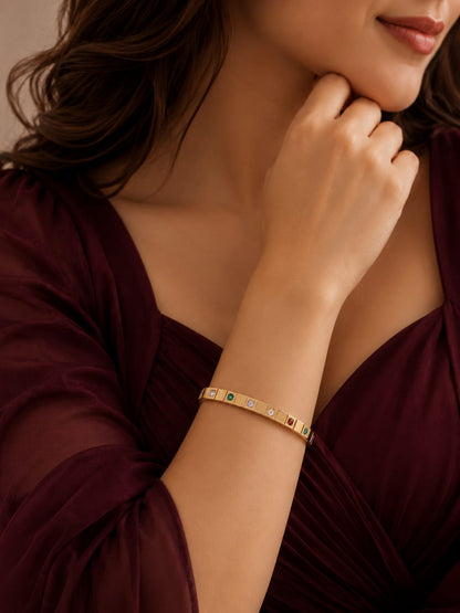 Multi-Color Square Stone Bangle