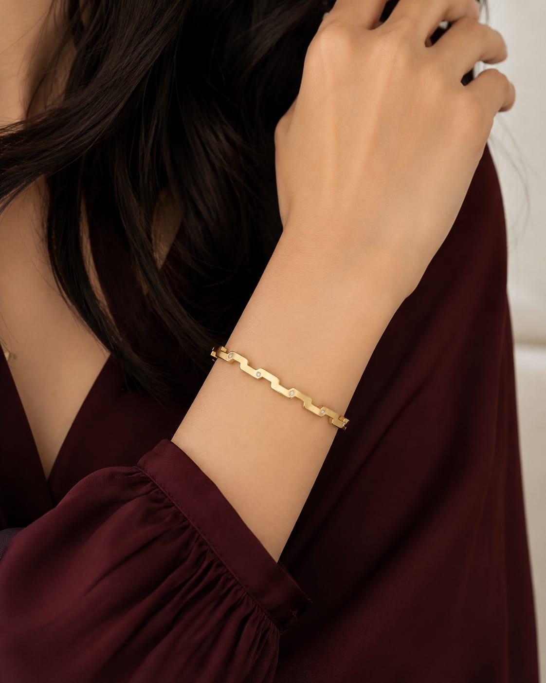 Zigzag Link Crystal Link Bracelet