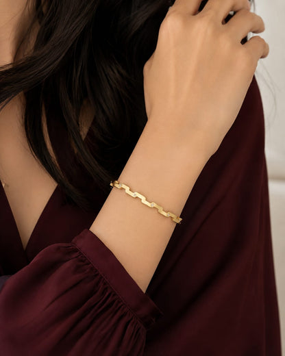 Zigzag Link Crystal Link Bracelet