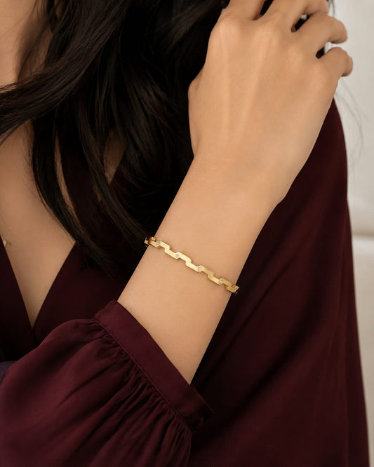 Zigzag Link Crystal Link Bracelet