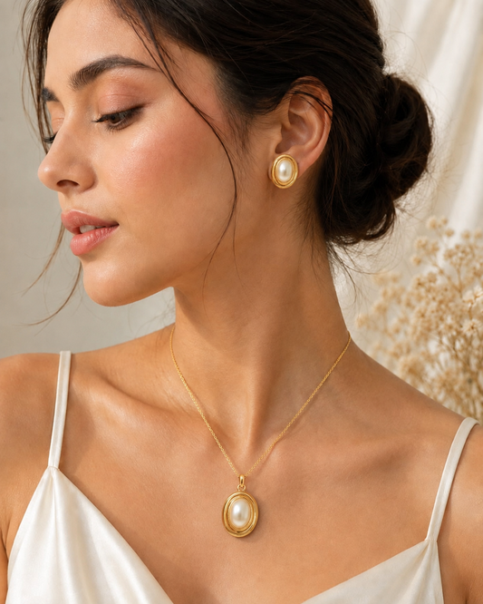 Champagne Gold Pearl Jewelry Set