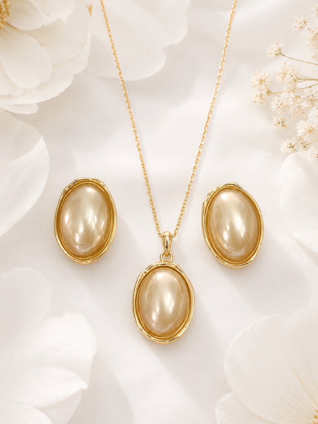 Champagne Gold Pearl Jewelry Set
