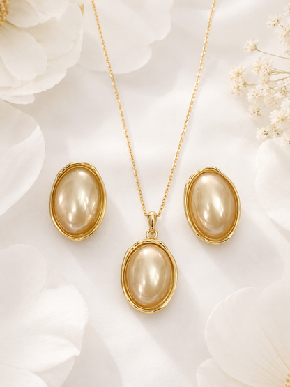 Champagne Gold Pearl Jewelry Set