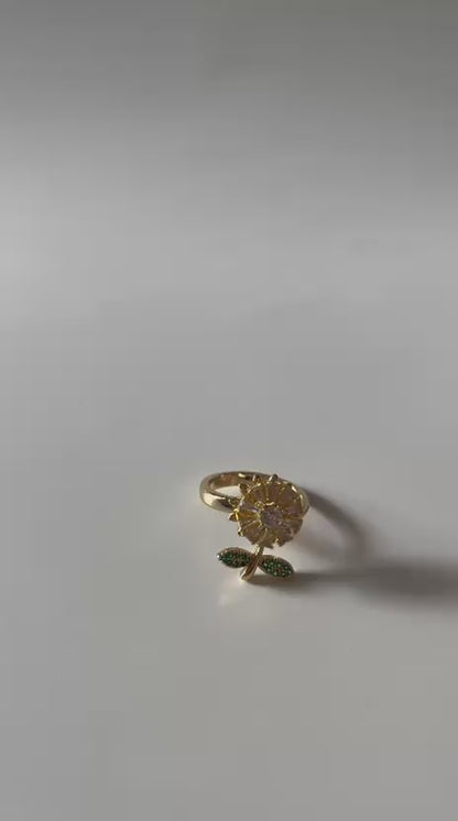 Sunflower Baguette Wrap Rotatable Ring