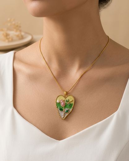 Enamel Garden Heart Tulip Necklace