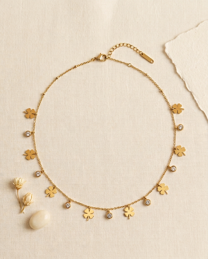 Lucky Clover Crystal Station Necklace
